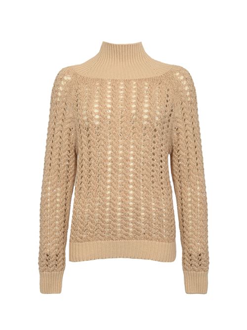 Maglia a trecce in misto lana e cashmere con paillettes D. Exterior | 611814TALC